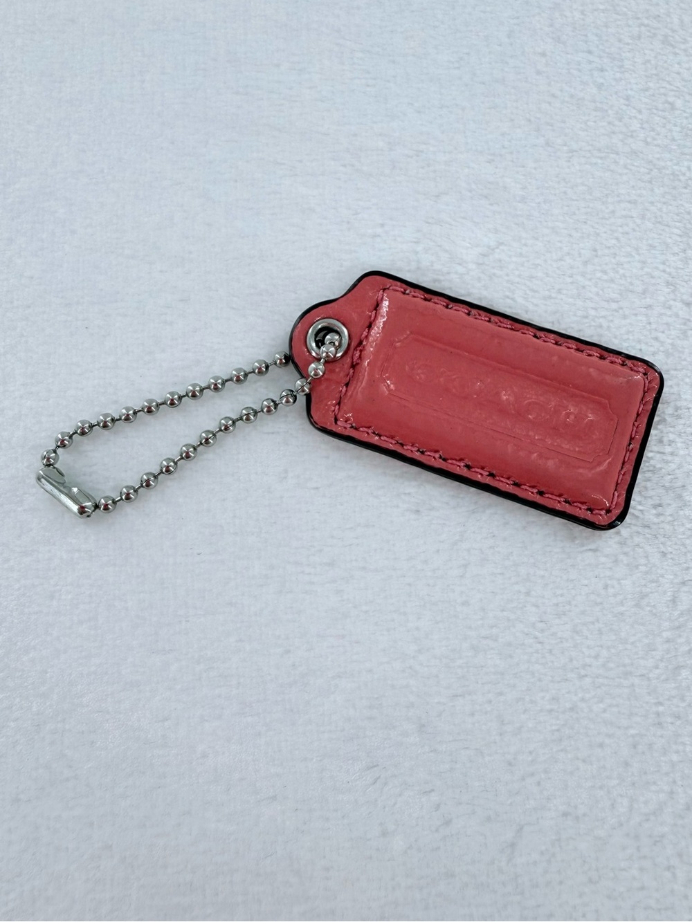 Coach Coral Pink Patent Leather Bag Tag